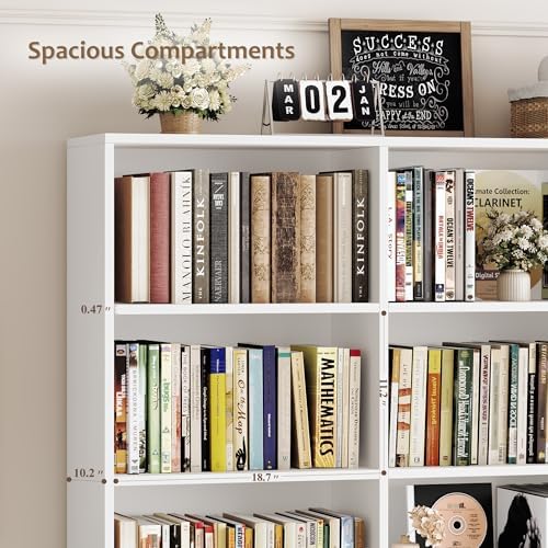 HOSTACK 71" Tall Triple Wide Bookshelf with Storage Drawers & Doors,...