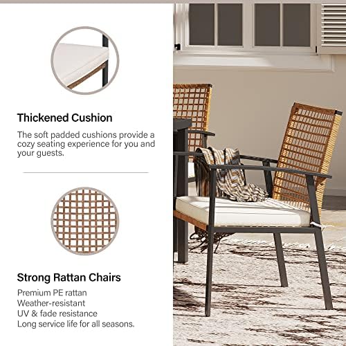 LAUSAINT HOME 5 Pieces Outdoor Patio Dining Set, Wicker Patio Furniture Set o...