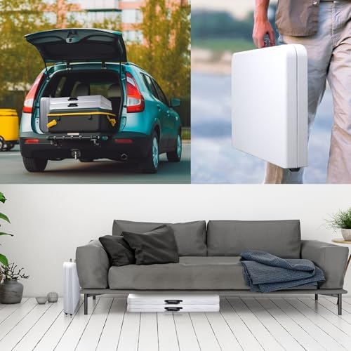 34" Square Folding Card Table,Fold-in-Half Utility Portable Table,White ...