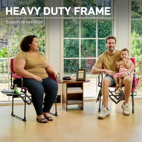 EVER ADVANCED Camping Directors' Chair with Side Table, Portable Folding ...