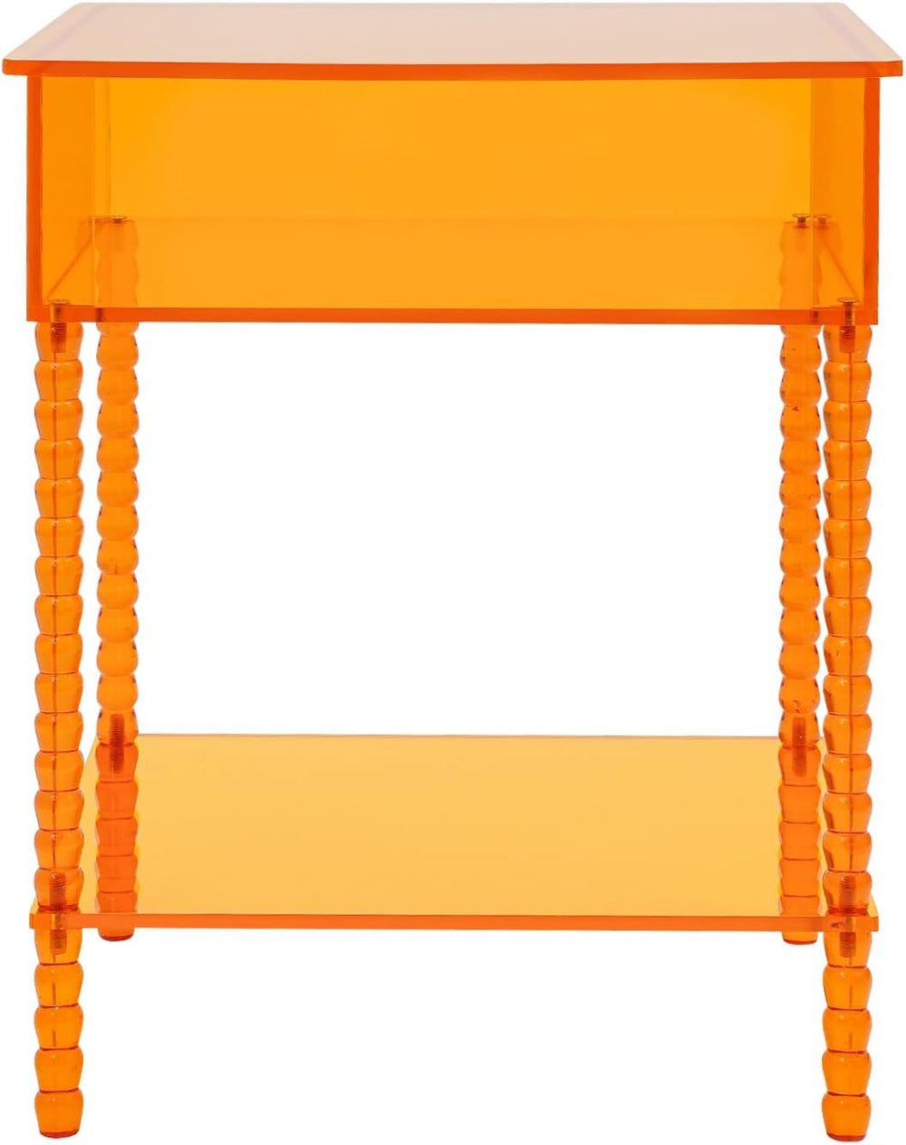 16inch Acrylic End Side Table, 3 Tier Orange End Table with Large Storage Mod...
