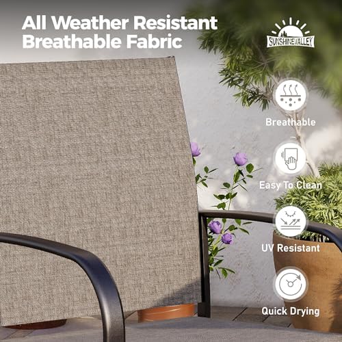 SUNSHINE VALLEY Patio Dining Set for 4, 37" Metal Table & Brown Chairs
