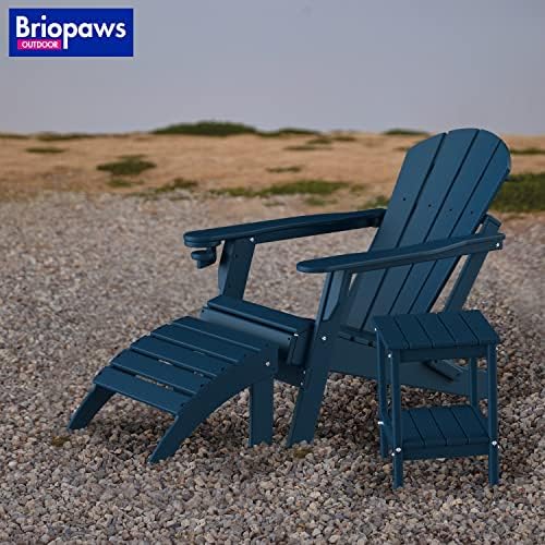 BRIOPAWS Adirondack Ottomans | Folding | Set of 2 | HDPE Plastic | Blue Outdo...