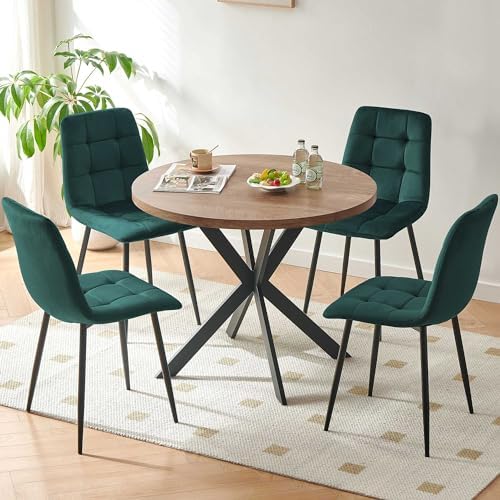Homedot 37" Round Table Set for 4 Person, Modern Kitchen Table Set, Imit...