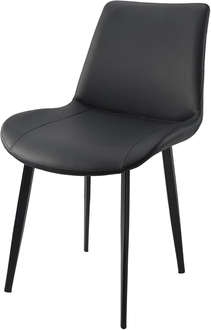 Dining Chairs, Modern PU Leather Dining Room Chair with Sturdy Metal Legs, Up...