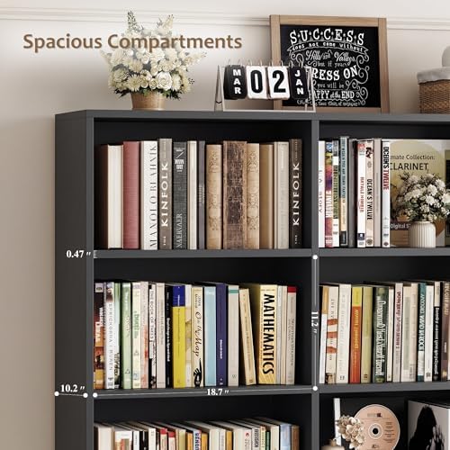 HOSTACK 71" Tall Triple Wide Bookshelf with Storage Drawers & Doors,...