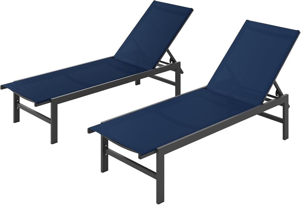 Vexwalx Pool Lounge Chairs Set of 2, Aluminum Lounge Chair Outdoor with 5-Pos...