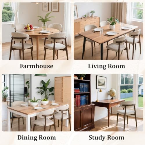 Dining Chairs Set of 4 Mid Century Modern Chenille Fabric Upholstered Kitchen...