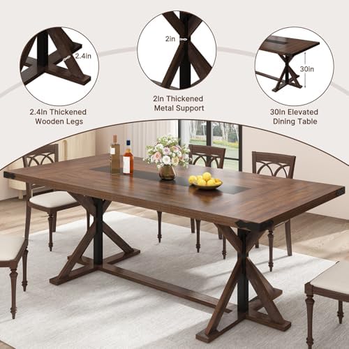 Hlivelood 78 Inch Dining Table for 8 People, Rectangular Kitchen Farmhouse Ta...