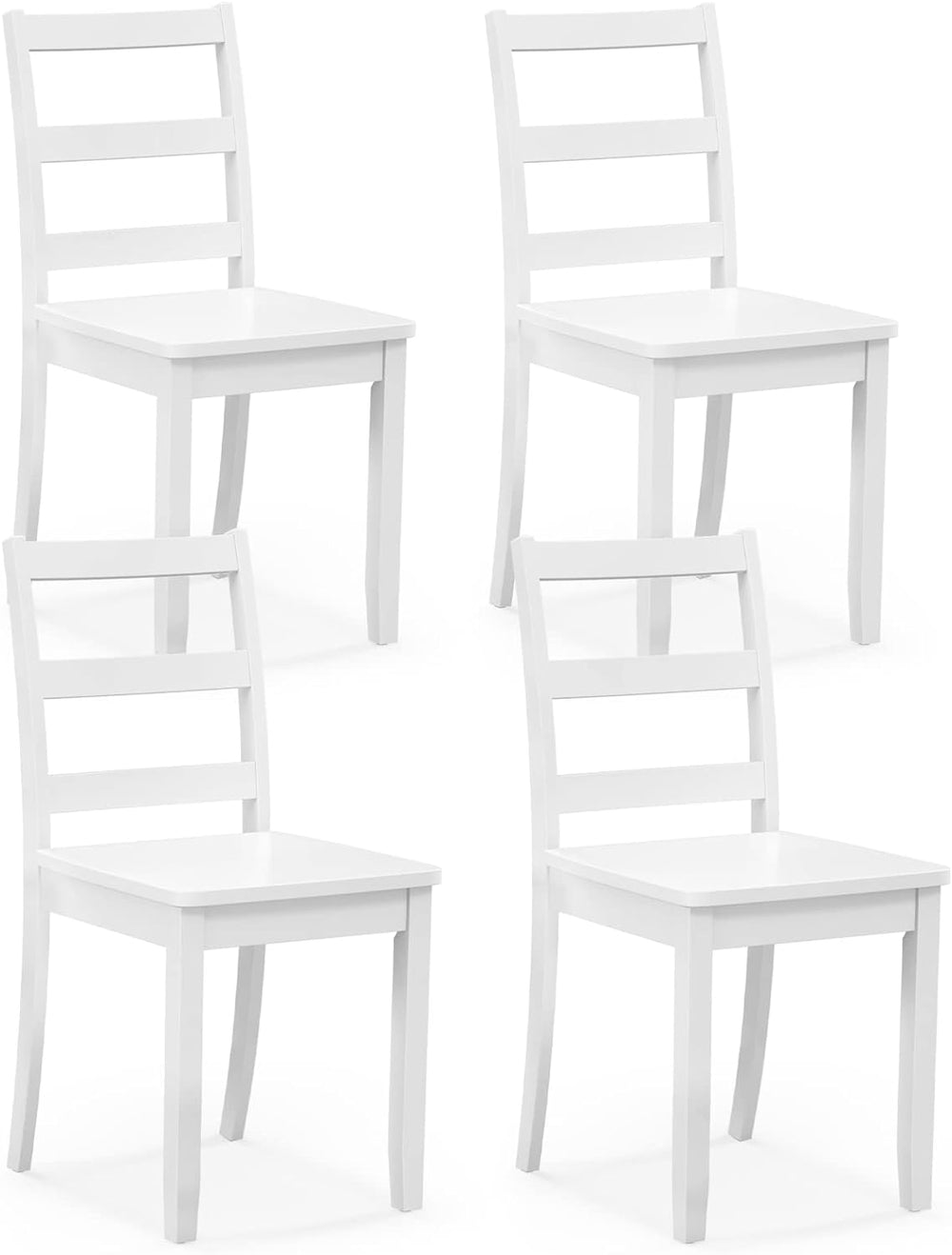 Giantex Wood Dining Chairs Set of 4 White - Wooden Armless Kitchen Chairs wit...