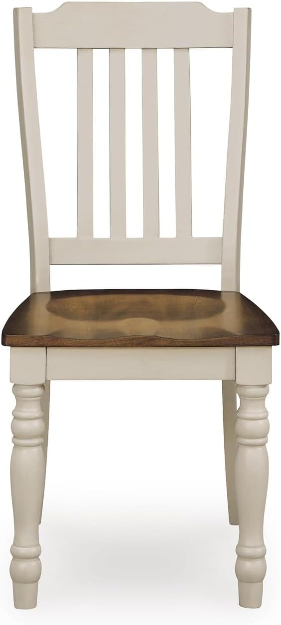 Signature Design by Ashley Waverun Dining Chair, Set of 2, White & Brown ...