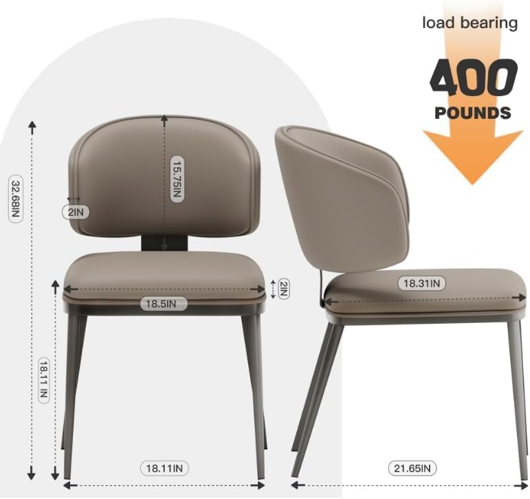 Dining Chairs Set of 6, Faux Leather Dining Chairs, Milk Coffee | Easy Clean ...
