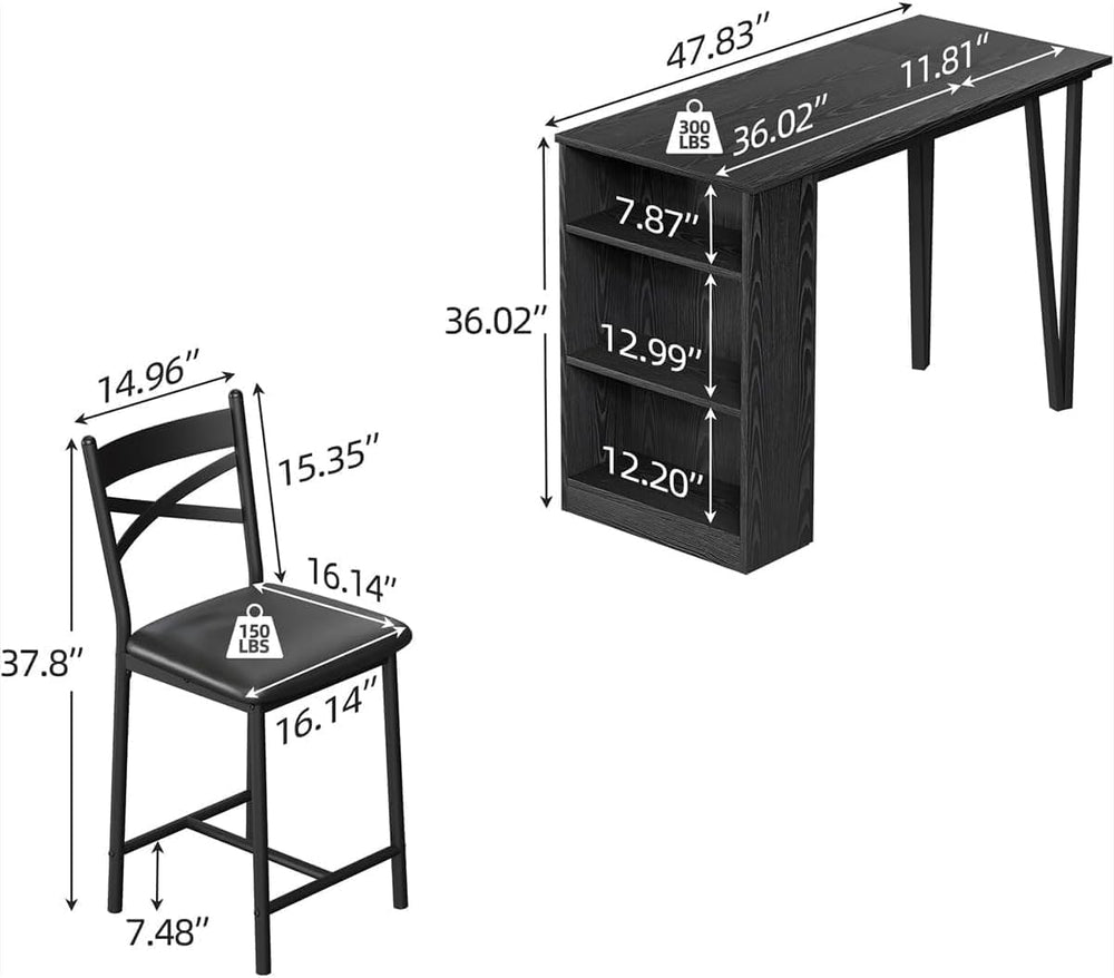 GAOMON 3 Piece Bar Table Set for 2, Bar Table and Chairs Set with with Flip T...