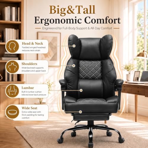GTPLAYER Big&Tall Ergonomic Gaming Chair, Wide Spring Seat, Linkage Armre...