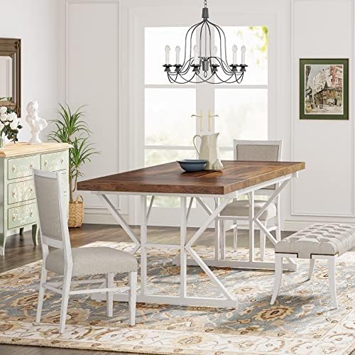 Tribesigns Farmhouse Dining Table for 6 People, 70.8-Inch Rectangular Wood Di...