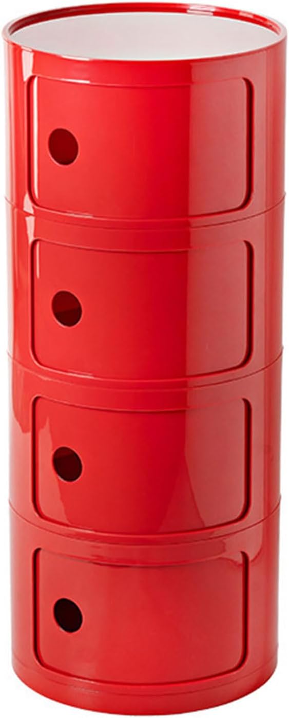 Round Nightstand with Drawers, Round Bedside Table 2/3/4 Tier Plastic Nightst...
