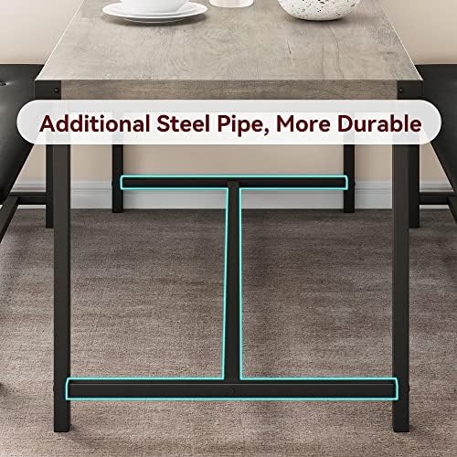 IDEALHOUSE Dining Table Set for 4, Kitchen Table with Upholstered Bench, 3 Pi...