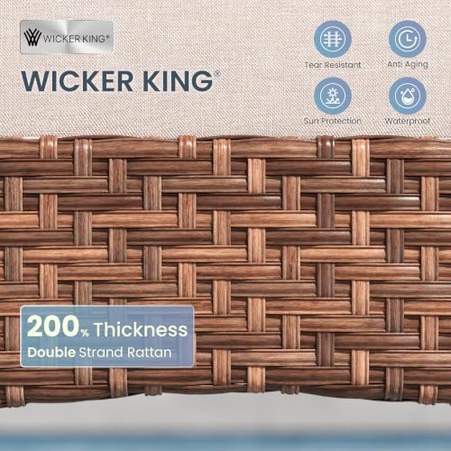 PHI VILLA 9pc Outdoor Dining Set, 57" Square Table, Swivel Wicker Chairs