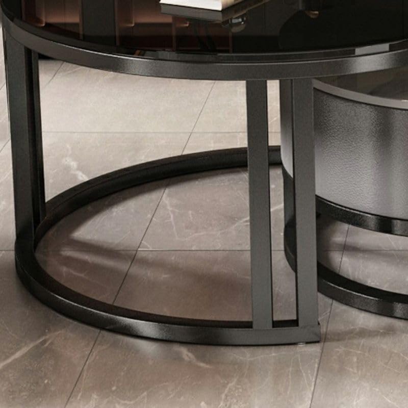LAKIQ Oval Stone Nesting Coffee Table Set of 2 Living Room Center Table with ...