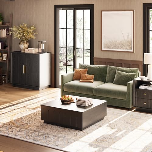 FORTUNETEC 31.5" Modern Sideboard Buffet Cabinet with Storage, Black