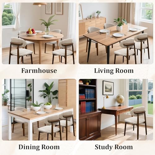 Farmhouse Dining Chairs Set of 4, Mid Century Modern Fabric Upholstered Kitch...