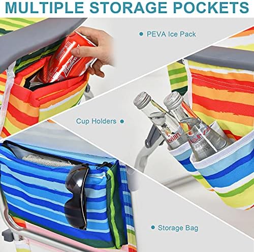 S AFSTAR Folding Beach Chair Set, 2 Pack Folding Chair and Aluminum Small Tab...
