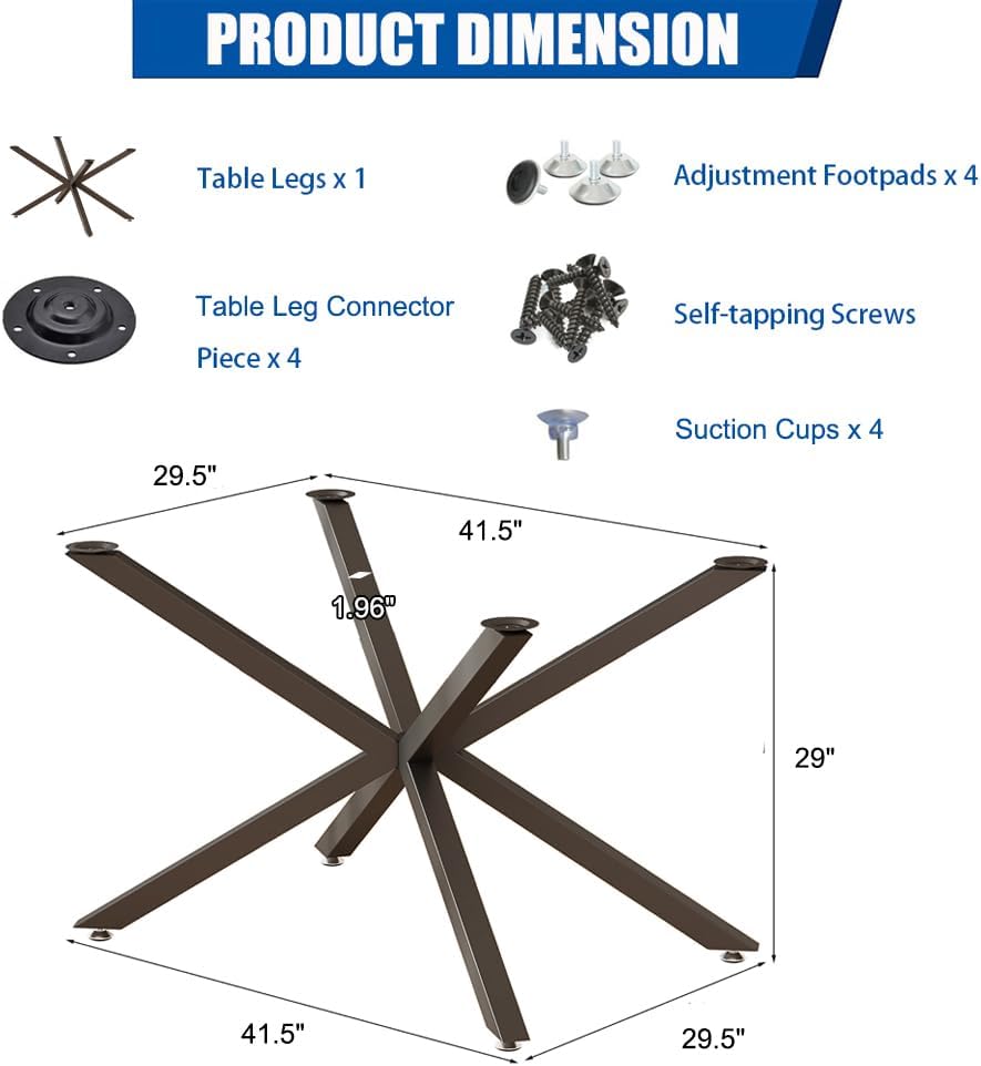 KaKaBB Dining Table Legs 30 Inch - Heavy Duty Metal Table Base for Wood/Glass...