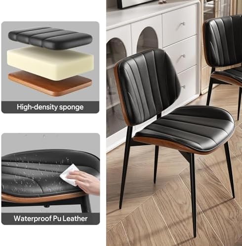 Dining Chairs Set of 6, Mid Century Modern Dining Room Chair, Upholstered Fau...