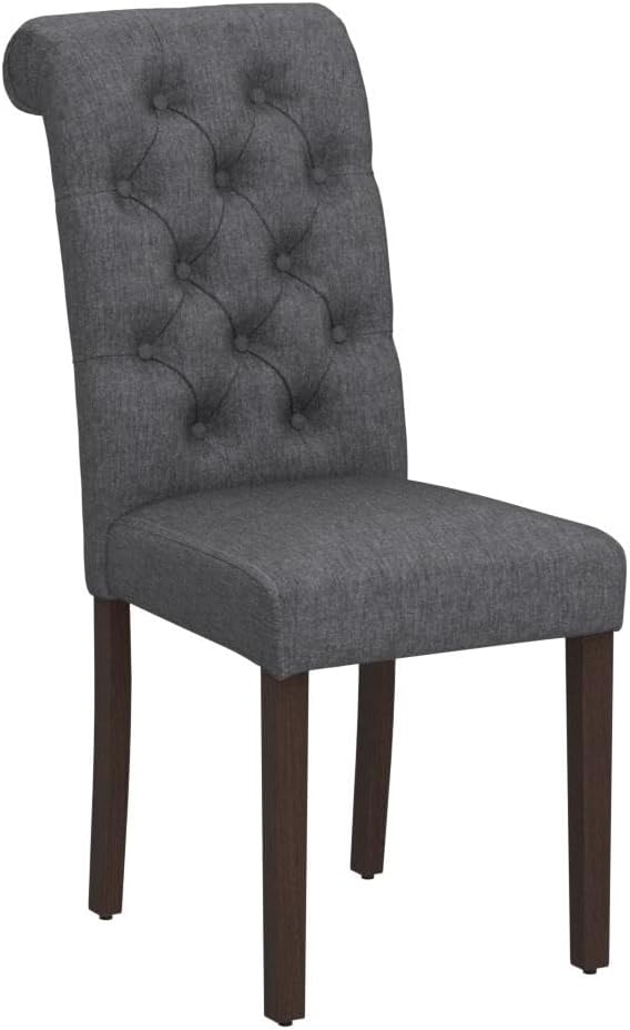 COLAMY Button Tufted Dining Chairs Set of 4, Parsons Upholstered Fabric Dinin...