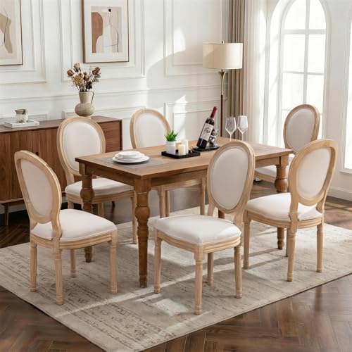 SoarFlash French Dining Chairs Set of 6, Vantage Dining Chair with Round Back...