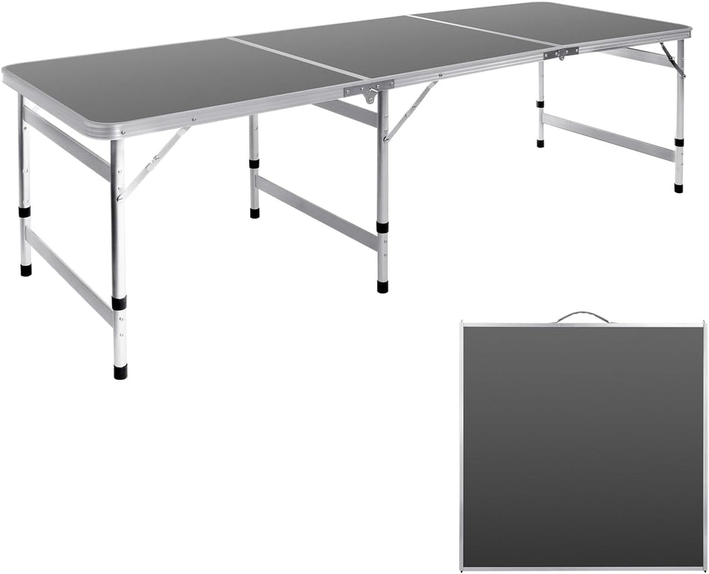 Moosinily Camping Table 6FT Folding Table Large 3 Adjustable Height Portable ...