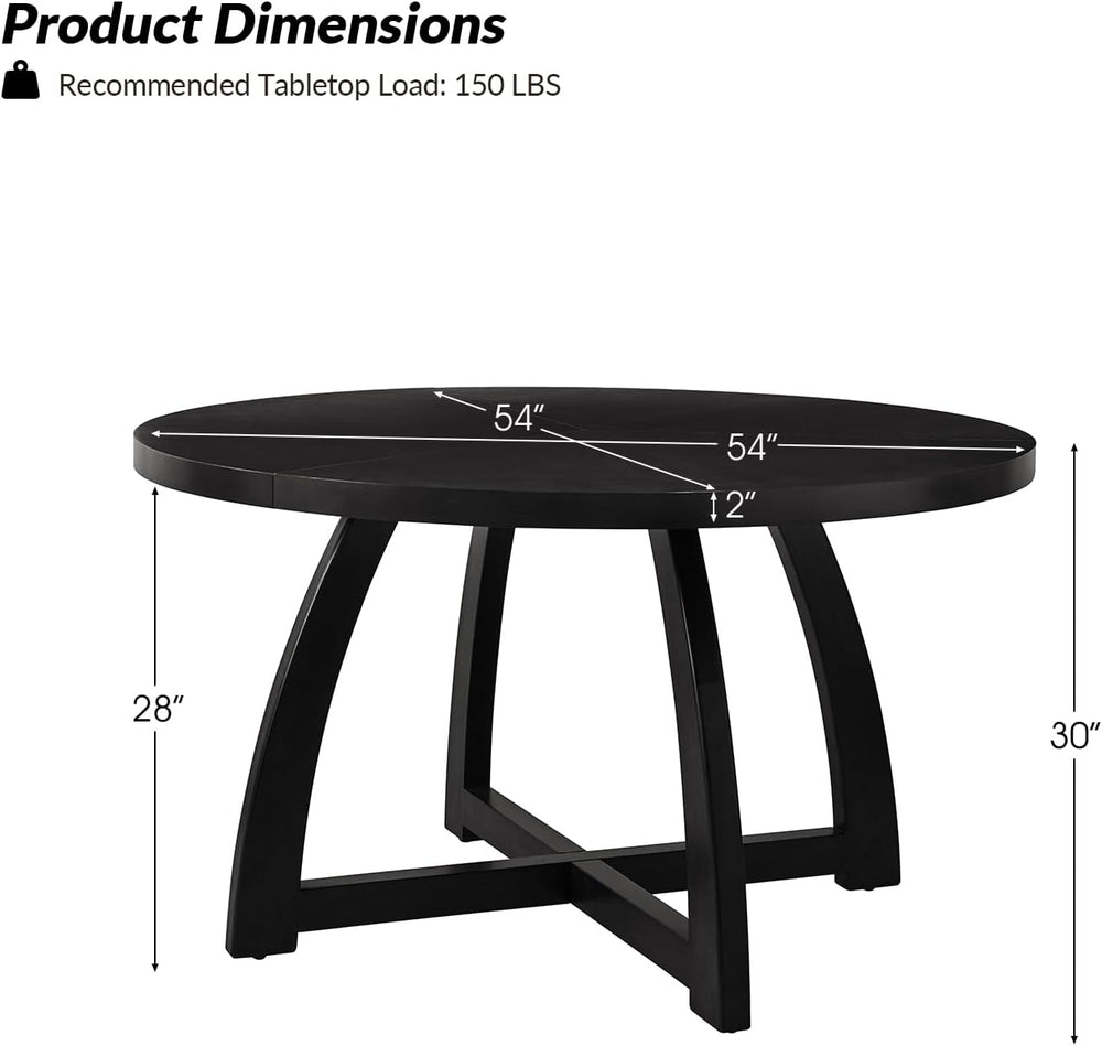 HULALA HOME 54 inch Round Dining Table for 6 People,Mid-Century Modern Solid ...