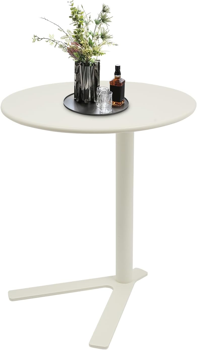 Metal Round Side Table, Modern C Shaped Couch End Table Small Metal Coffee Ta...