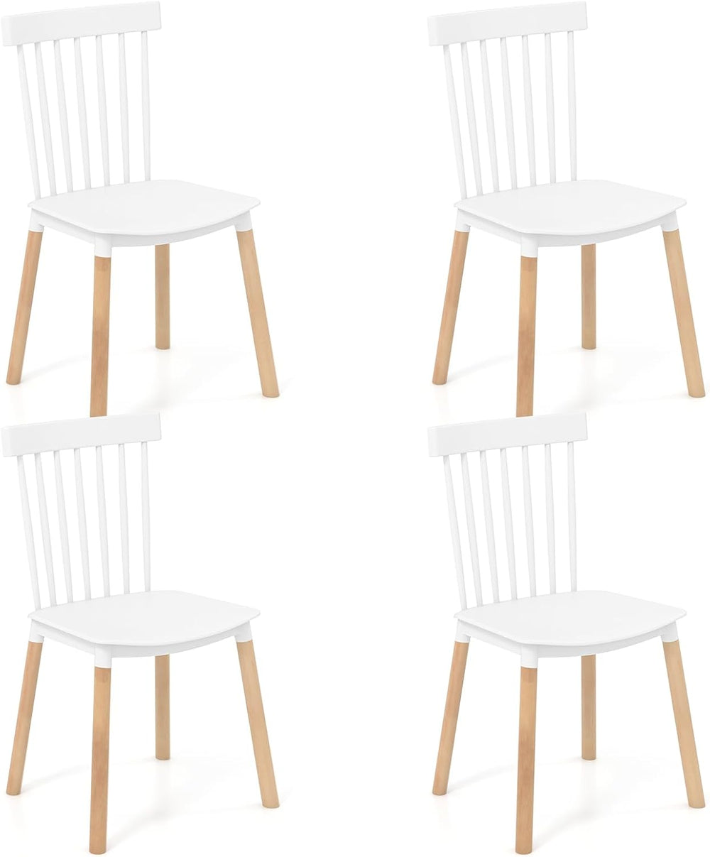 GIANTEX Set of 4 Windsor Dining Chairs White, Modern Kitchen Chairs w/Spindle...