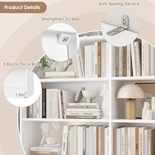 FACBOTALL 83.7" Tall Bookshelf and Bookcase,7-Tier Double Bookshelves White