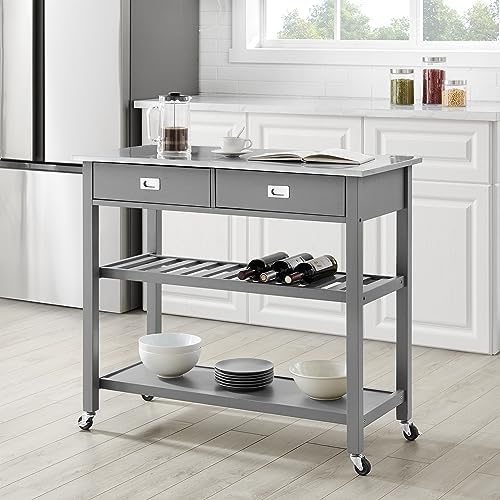 Crosley Furniture Chloe Rolling Kitchen Island | Storage Cart, Microwave Stan...