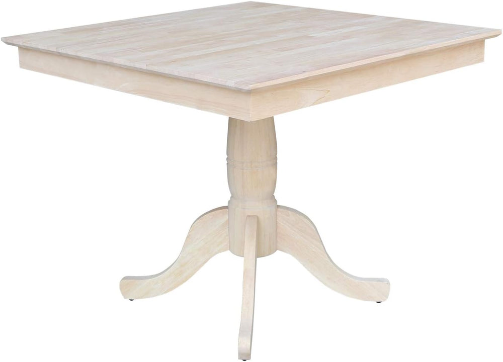 International Concepts 36" x 36" Natural Solid Wood Square Top Pede...