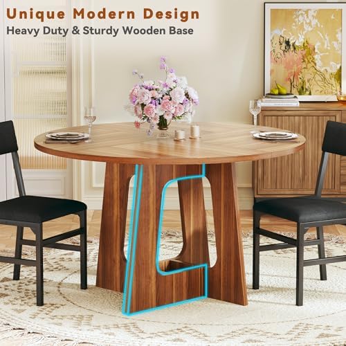 HUAHUU Round Dining Table Set for 6, 7-Piece Kitchen Table and Chairs for 6, ...