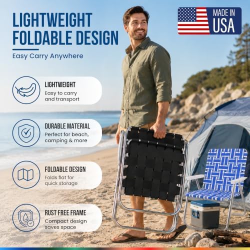 Lawn Chair USA Folding Aluminum Outdoor Patio Lawn Chair | Heavy-Duty Webbed ...