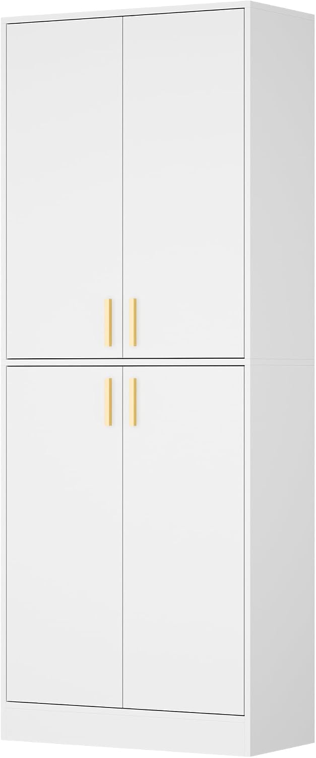 Cozy Castle Kitchen Pantry Cabinet, 71" Tall Wood Storage Cabinet with D...