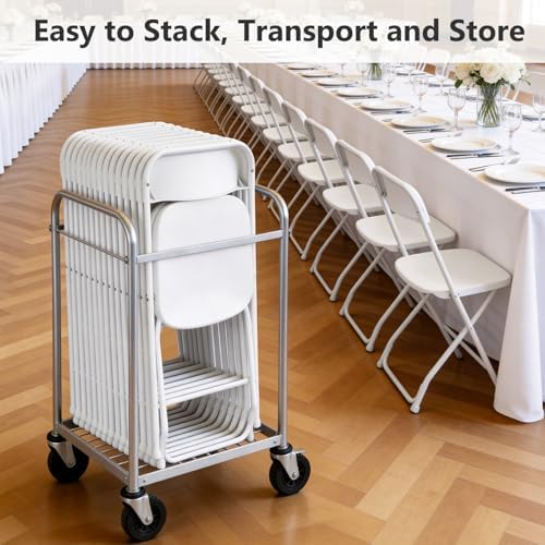 White Folding Chairs 2 Pack, Plastic Folding Chairs for Outside, Heavy Duty F...