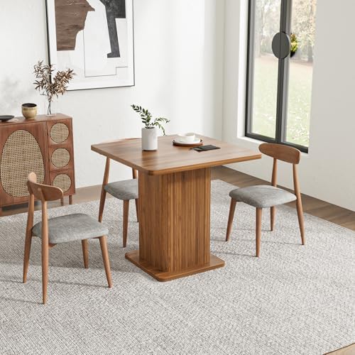 Small Square Dining Table for 2-4, 31.5 Inch Farmhouse Kitchen Table with 2-T...