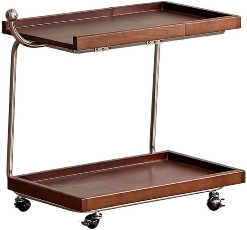 Movable Sofa Side Table Leisure Trolley Wheeled Storage Rack Bedside Coffee S...