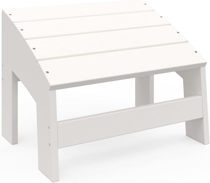 Crystal Harbor Outdoor Footstool, White – Recycled HDPE All-Weather Ottoman for Adirondack Chairs