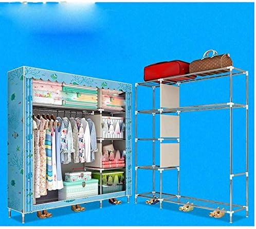 Simple Wardrobe Reinforced Thicken Cloth Sturdy Steel Frame Assembly Oxford L...