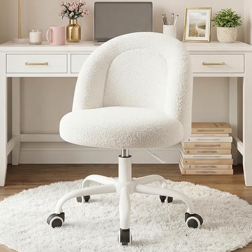 DurayLoly Vanity Chair with Back & Soft Lumbar Support | Soft Teddy Fleec...