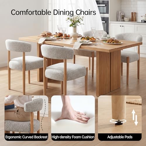 VKNOW Wooden Dining Chairs Set of 4 with Rubberwood Legs, Curved Backrest