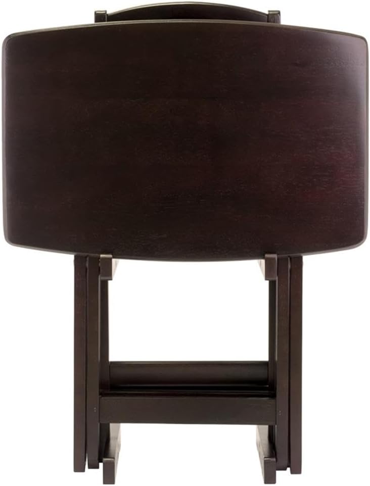MAKLAINE 5-Piece Oversized Solid Wood Snack Table Set, Espresso Finish, Folda...