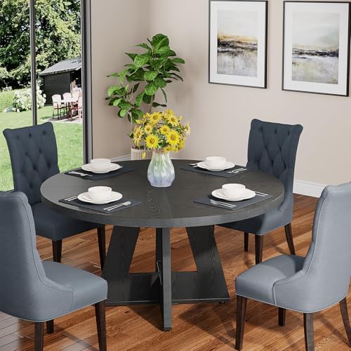 Tribesigns 47 inch Round Dining Table Wood Kitchen Table for Dining Room, 47&...