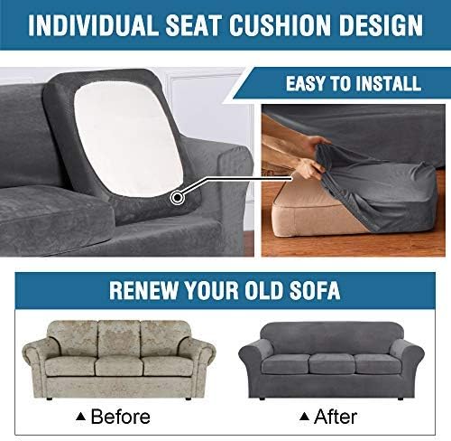 H.VERSAILTEX Rich Velvet Stretch 2 Piece Cover Chair Slipcover Sofa Cover Fur...